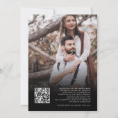 Invitation Script 2 Photos superposer QR Code Mariage noir (Dos)