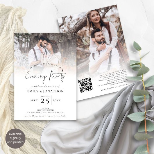 Invitation Script 2 Photos superposer QR Mariage soirée