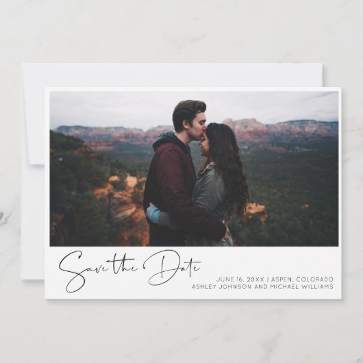 Invitation Script 3 avec lettres simples à la main - Photo En (Devant)