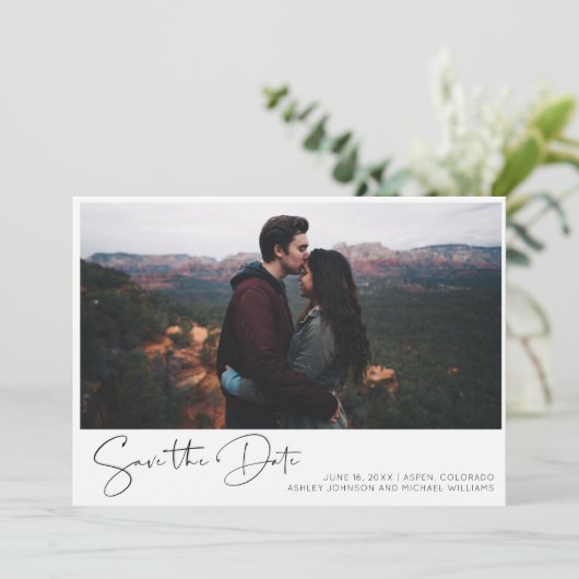 Invitation Script 3 avec lettres simples à la main - Photo En (Debout devant)