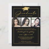 Invitation Script 3 Photos Black Gold (Devant)