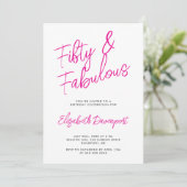 Invitation Script 50 and Fabulous Black and Pink Birthday (Debout devant)