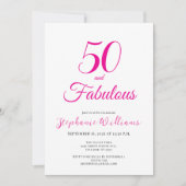 Invitation Script 50 et Fabuleux Rose Fête d'anniversaire 50 (Devant)