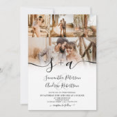 Invitation Script 5 photos simple moderne mariage (Devant)