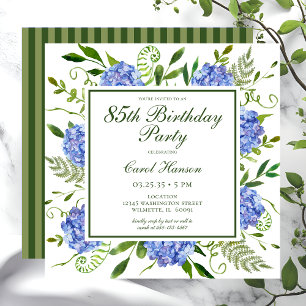 Invitation Script 85th Birthday Blue Hydrangeas