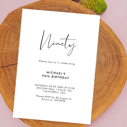 Invitation Script 90 | Simple 90ème anniversaire de la Fête