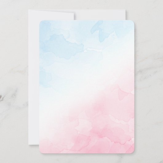 Invitation Script à la main rose et Baby shower bleu (Dos)