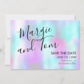 Invitation Script Abstrait super Enregistrer la date Rose Ble (Devant)