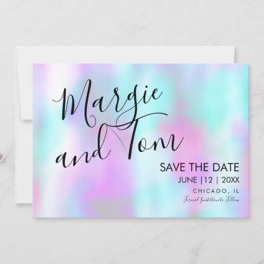 Invitation Script Abstrait super Enregistrer la date Rose Ble (Devant)