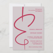 Invitation Script Ampersand photo magenta Qr code mariage (Devant)