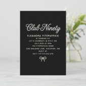 Invitation Script Arc Noir Blanc Perle pour 90e Anniversaire (Debout devant)