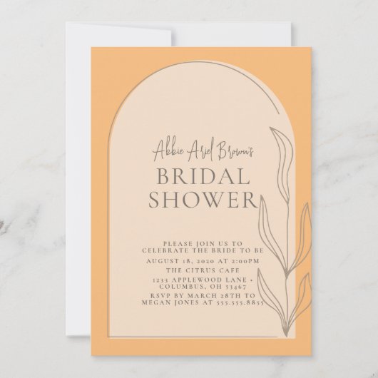 Invitation Script Arch Stylish Texte Envoi d'une douche nupti (Devant)