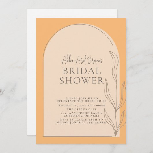 Invitation Script Arch Stylish Texte Envoi d'une douche nupti (Devant / Derrière)