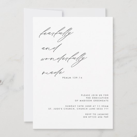 Invitation Script Avec Peur & Merveilleusement Fait Dédicatio (Devant)