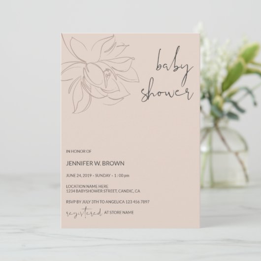 Invitation Script Baby shower simple (Debout devant)