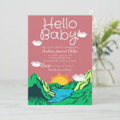 Invitation Script baby shower Simple Adventure Mountain (Debout devant)