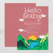 Invitation Script baby shower Simple Adventure Mountain (Devant / Derrière)