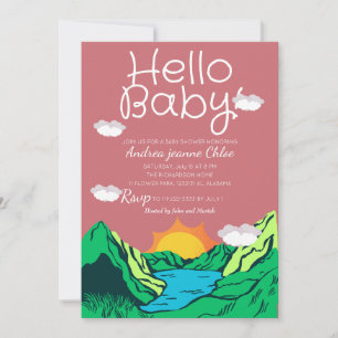 Invitation Script baby shower Simple Adventure Mountain