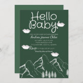 Invitation Script baby shower Simple Adventure Mountain (Devant / Derrière)