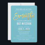 Invitation Script bat mitzvah en or blanc turquoise SAMANTHA<br><div class="desc">par kat massard >>> kat@simplysweetPAPERIE.com <<< Un design d'invitation branché pour la configuration BAR/BAT MITZVAH de votre enfant en tant que modèle il est simple pour vous d'ajouter vos propres détails, ou appuyez sur le bouton personnaliser et vous pouvez ajouter ou modifier du texte, des polices, des tailles, etc. CONSEIL...</div>