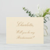 Invitation Script beige Elegant Cream Bridesmaid Proposition (Debout devant)