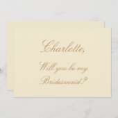 Invitation Script beige Elegant Cream Bridesmaid Proposition (Devant / Derrière)