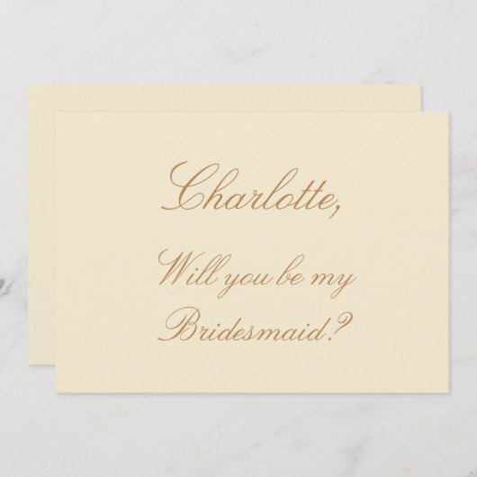 Invitation Script beige Elegant Cream Bridesmaid Proposition (Devant / Derrière)