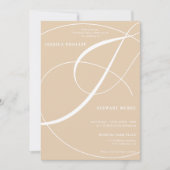 Invitation Script beige sable photo calligraphie mariage (Devant)