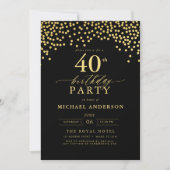 Invitation Script Black And Gold Quarante 40e anniversaire (Devant)