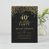 Invitation Script Black And Gold Quarante 40e anniversaire (Debout devant)