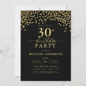 Invitation Script Black And Gold trente 30e anniversaire (Devant)