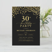 Invitation Script Black And Gold trente 30e anniversaire (Debout devant)