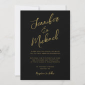 Invitation Script Black Gold moderne tout en un Mariage (Devant)
