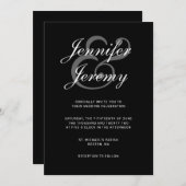 Invitation Script blanc élégant noir moderne tout en un (Devant / Derrière)