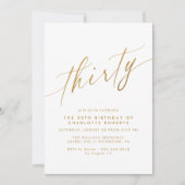 Invitation Script blanc et or | Simple Elegant 30e anniversai (Devant)