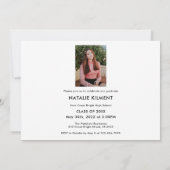 Invitation Script blanc Moderne Diplômé de la photo (Dos)