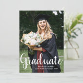 Invitation Script blanc Moderne Diplômé de la photo (Debout devant)