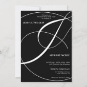 Invitation Script blanc noir tout en un mariage de calligraph (Devant)
