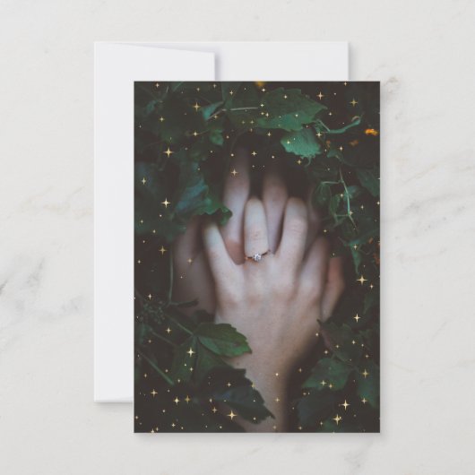 Invitation Script bleu floral or Photo Enregistrer la date (Dos)