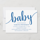 Invitation Script bleu simple | Baby shower fruité de Cérulea (Devant)