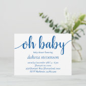 Invitation Script bleu simple | Cerulean Oh Baby shower (Debout devant)
