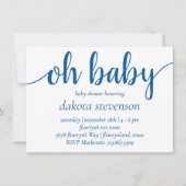 Invitation Script bleu simple | Cerulean Oh Baby shower (Devant)