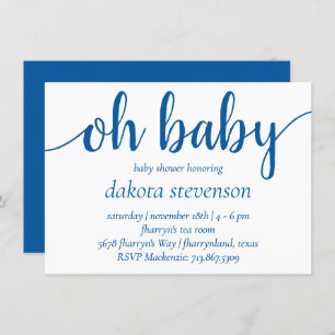 Invitation Script bleu simple   Cerulean Oh Baby shower