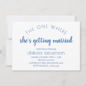 Invitation Script bleu simple | Une Où Elle Se Marie (Devant)