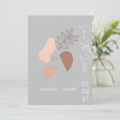 Invitation Script Boho Abstrait Enregistrer la date Photo Gre (Debout devant)