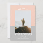 Invitation Script Boho Abstrait Enregistrer la date Photo Gre (Dos)