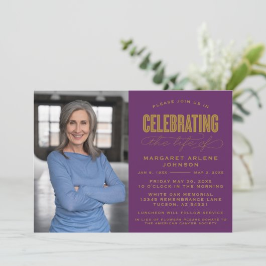 INVITATION SCRIPT BOLD MODERNE CÉLÉBRATION FUNÉRALE DE LA VIE (Debout devant)