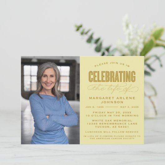 INVITATION SCRIPT BOLD MODERNE CÉLÉBRATION FUNÉRALE DE LA VIE (Debout devant)