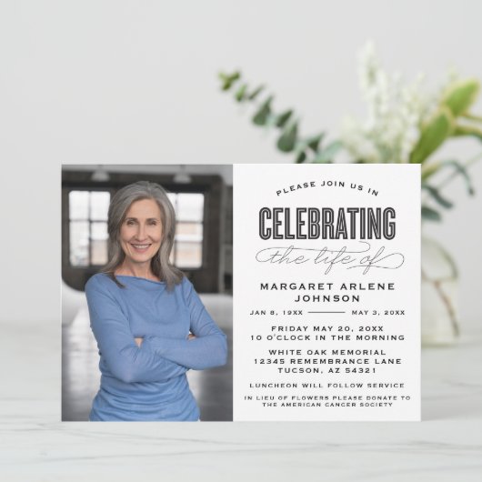 INVITATION SCRIPT BOLD MODERNE CÉLÉBRATION FUNÉRALE DE LA VIE (Debout devant)