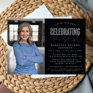 INVITATION SCRIPT BOLD MODERNE CÉLÉBRATION FUNÉRALE DE LA VIE